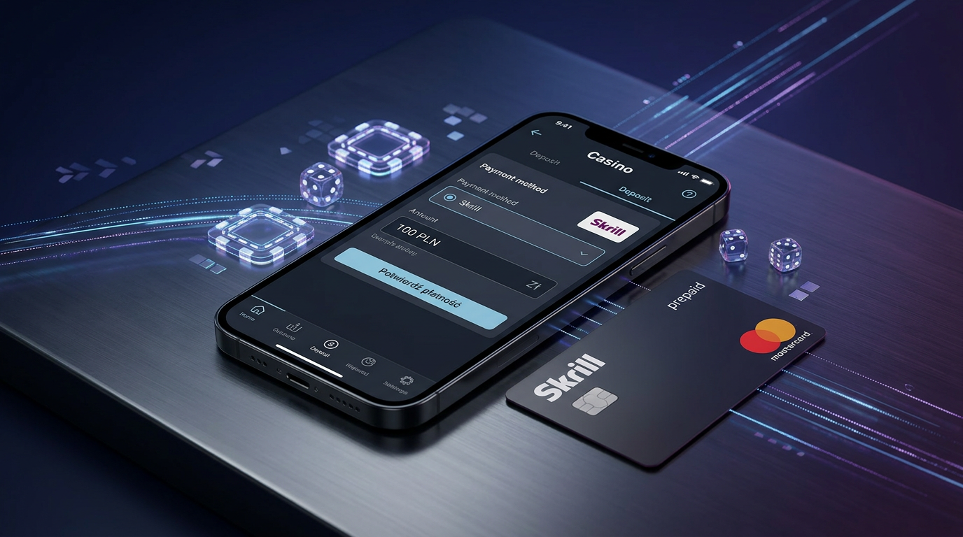 Skrill casino payments and digital wallet visual concept